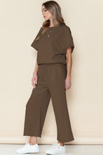 Load image into Gallery viewer, Gray Textured Loose Fit T Shirt &amp; Drawstring Pants Set
