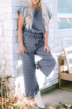 Load image into Gallery viewer, Real Teal Quilted Short Sleeve Wide Leg Pants Set
