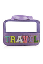 Load image into Gallery viewer, Black TRAVEL Chenille Letter Clear PVC Makeup Bag
