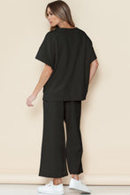 Load image into Gallery viewer, Gray Textured Loose Fit T Shirt &amp; Drawstring Pants Set
