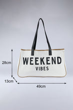 Load image into Gallery viewer, White Casual Letter Print Contrast Binding Canvas Tote Bag
