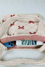 Load image into Gallery viewer, Fiery Red Bow Argyle Pattern Cable Knit Shoulder Bag
