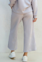 Load image into Gallery viewer, Light Grey Solid Textured Collared V Neck Top and Wide Leg Pants Set
