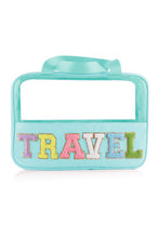 Load image into Gallery viewer, Black TRAVEL Chenille Letter Clear PVC Makeup Bag
