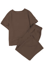 Load image into Gallery viewer, Gray Textured Loose Fit T Shirt &amp; Drawstring Pants Set
