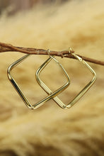 Load image into Gallery viewer, Gold Chunky Square Dangle Hoop Earrings
