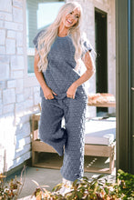 Load image into Gallery viewer, Real Teal Quilted Short Sleeve Wide Leg Pants Set
