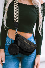 Load image into Gallery viewer, Black Colorblock Strap Crossbody Bag With Coin Purse
