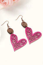 Load image into Gallery viewer, Light Pink Valentine Hollow Out Love Heart Dangle Earrings
