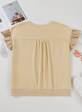 Load image into Gallery viewer, Parchment Ruffle Short Sleeve Bowknot Applique Plus Size Top
