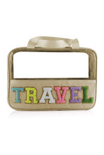 Load image into Gallery viewer, Black TRAVEL Chenille Letter Clear PVC Makeup Bag
