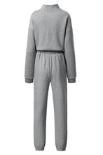 Load image into Gallery viewer, Light Grey Half Zip Drop Shoulder Sweatshirt And Sweatpants Two Piece Set
