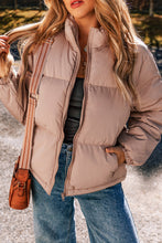 Load image into Gallery viewer, Apricot Pink Full Zipper Quilted Puffer Jacket
