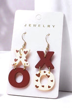 Load image into Gallery viewer, Racing Red Valentines XOXO Hook Earrings
