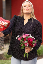 Load image into Gallery viewer, Black Plus Size Leopard Print Frill Notch V Neck Blouse
