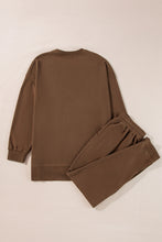 Load image into Gallery viewer, Coffee Solid Color High Low Pullover and Skinny Pants Set
