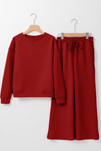 Load image into Gallery viewer, Dark Khaki Textured Loose Slouchy Long Sleeve Top and Pants Set
