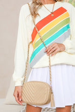 Load image into Gallery viewer, Oatmeal Chevron Stitch PU Leather Chain Strap Shoulder Bag
