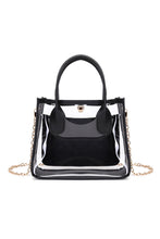 Load image into Gallery viewer, Black PVC PU Leather Chain Strap Clear Shoulder Bag
