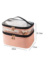 Load image into Gallery viewer, Pink Waterproof PVC Double Layer Cosmetic Bag
