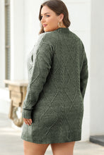 Load image into Gallery viewer, Mist Green Cable Knit Drop Shoulder Loose Fit Sweater Dress
