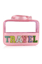 Load image into Gallery viewer, Black TRAVEL Chenille Letter Clear PVC Makeup Bag
