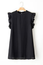 Load image into Gallery viewer, Black Plain Keyhole Back Ruffle Plus Mini Dress
