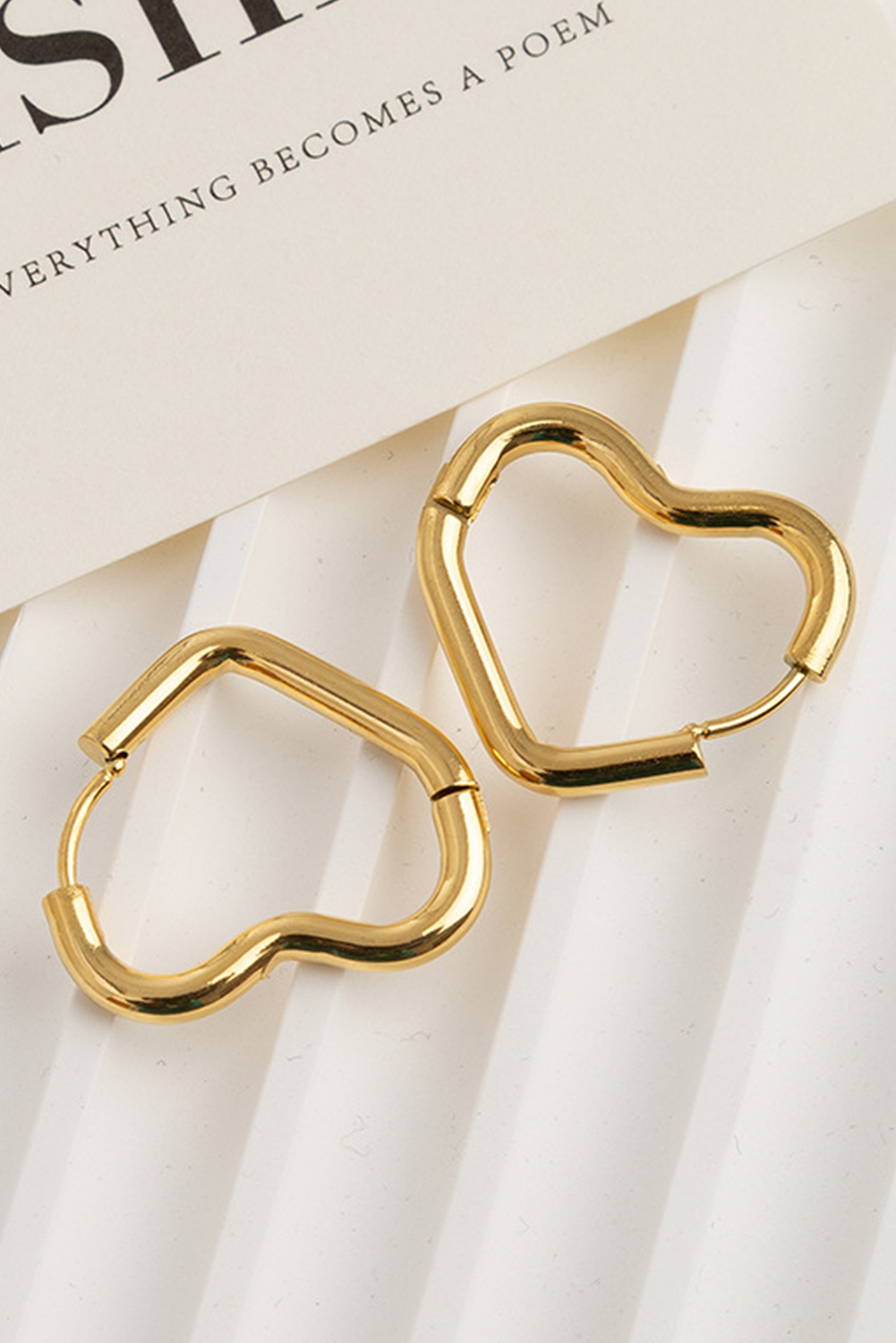 Gold Minimalist Heart Hoop Earrings