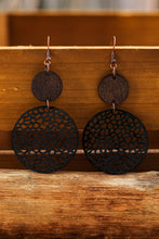 Load image into Gallery viewer, Black Hollow Out Bohemian Wooden Pendant Drop Earrings
