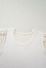 Load image into Gallery viewer, Apricot Floral Guipure Lace Puff Sleeve U Neck Eyelet Plus Size Blouse
