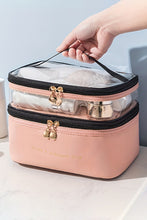 Load image into Gallery viewer, Pink Waterproof PVC Double Layer Cosmetic Bag
