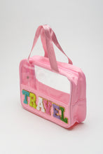 Load image into Gallery viewer, Black TRAVEL Chenille Letter Clear PVC Makeup Bag
