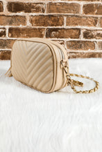 Load image into Gallery viewer, Oatmeal Chevron Stitch PU Leather Chain Strap Shoulder Bag
