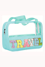 Load image into Gallery viewer, Black TRAVEL Chenille Letter Clear PVC Makeup Bag
