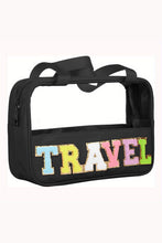 Load image into Gallery viewer, Black TRAVEL Chenille Letter Clear PVC Makeup Bag
