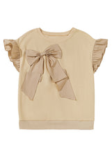 Load image into Gallery viewer, Parchment Ruffle Short Sleeve Bowknot Applique Plus Size Top
