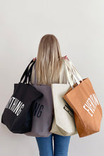 Load image into Gallery viewer, White 73*17*44cm EVERYTHING Letter Print Large Canvas Tote Bag
