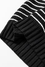 Load image into Gallery viewer, Black Stripe Turn-down Collar Sleeveless Knitted Top
