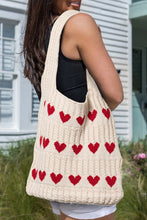 Load image into Gallery viewer, Apricot Heart Pattern Knit Shoulder Bag
