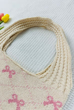 Load image into Gallery viewer, Beige Sweet Bowknot Print Textured Knitting Strap Shoulder Bag
