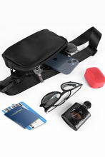 Load image into Gallery viewer, Black Waterproof Zipped Fanny Pack Crossbody Bag
