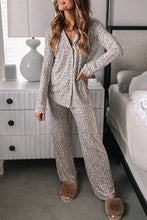 Load image into Gallery viewer, White Allover Leopard Print Long Sleeve and Pants Pajama Set
