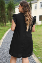 Load image into Gallery viewer, Black Plain Keyhole Back Ruffle Plus Mini Dress
