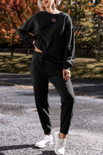 Load image into Gallery viewer, Black Solid Color High Low Pullover and Skinny Pants Set
