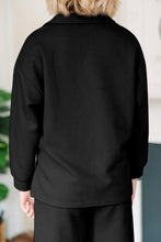 Load image into Gallery viewer, Black Solid Textured Collared V Neck Top and Wide Leg Pants Set
