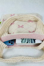 Load image into Gallery viewer, Beige Sweet Bowknot Print Textured Knitting Strap Shoulder Bag
