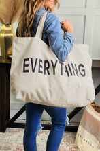 Load image into Gallery viewer, White 73*17*44cm EVERYTHING Letter Print Large Canvas Tote Bag
