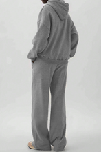 Load image into Gallery viewer, Gray Loose Warm Hooded Sweatshirt Sweatpants Two-piece Set
